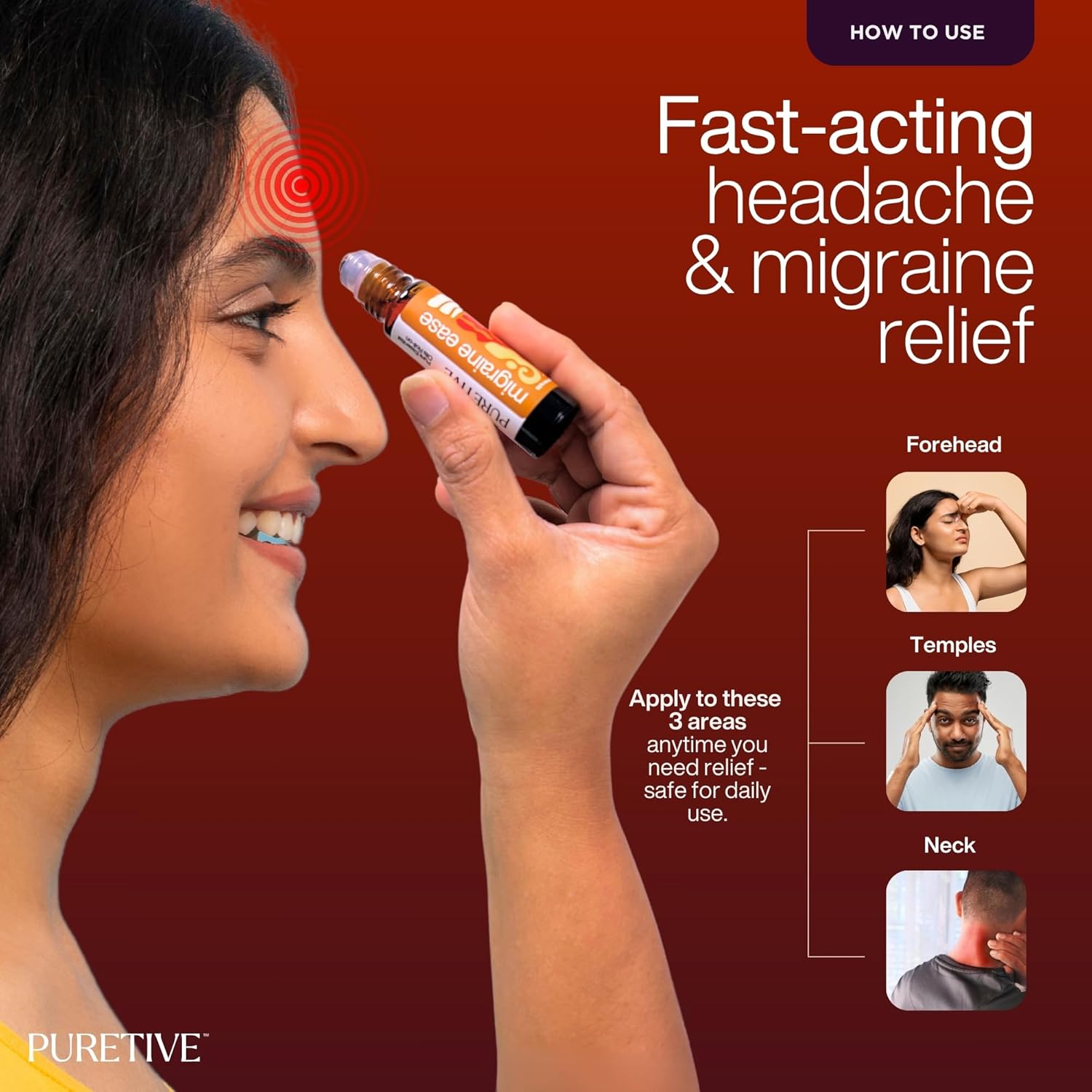 Pure headache relief roll-on | Fast Migraine Relief | Sinus and Headache | 100% pure essential oil | Natural liquid balm with metal roller | Skin suited | 10ml (pack of 1) Pure headache relief roll-on | Fast Migraine Relief | Sinus and Headache | 100% pure essential oil | Natural liquid balm with metal roller | Skin suited | 10ml (pack of 1)