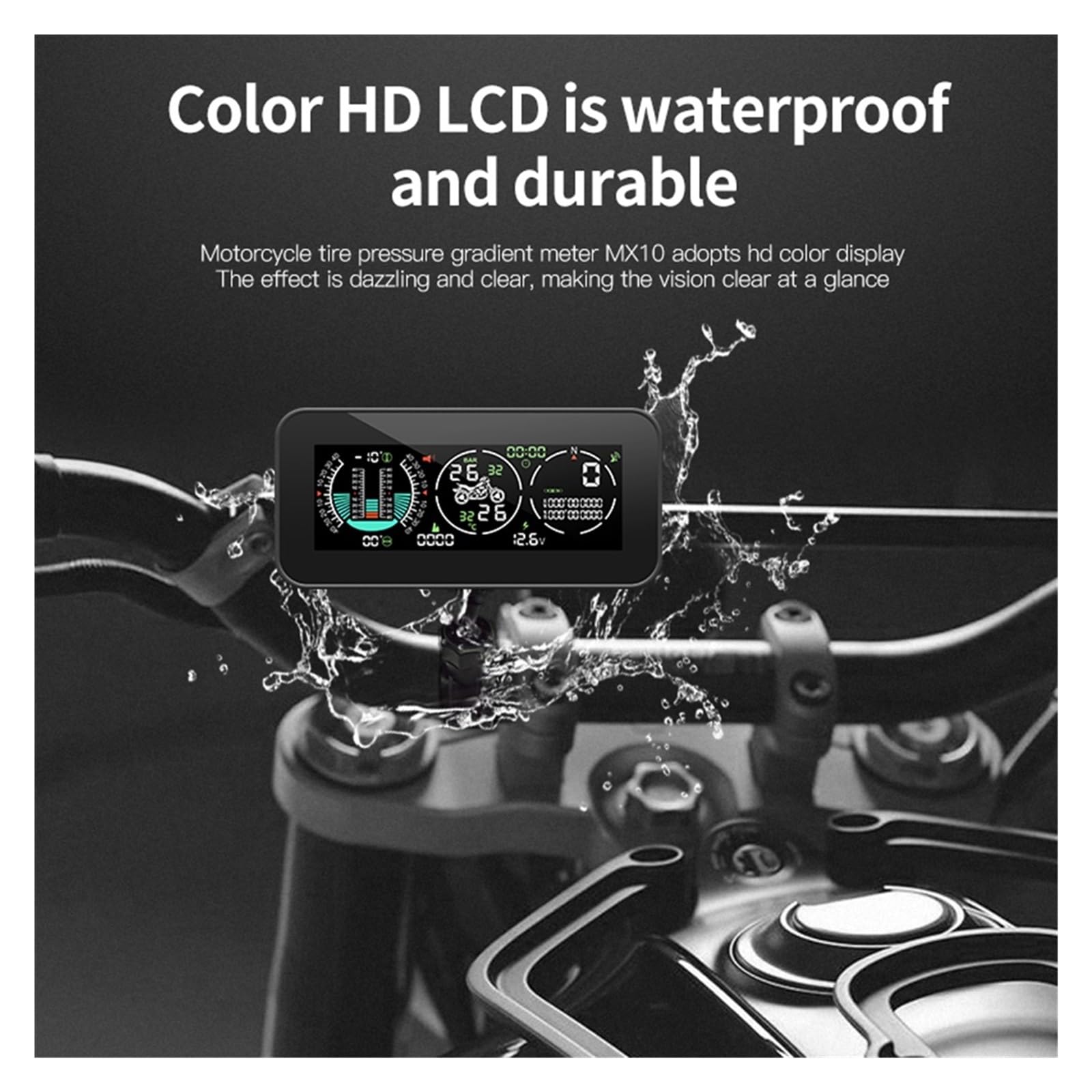 Pantalla Frontal For Motocicleta F3 HUD, Velocímetro GPS, Ángulo De Inclinación, Monitoreo De Presión De Neumáticos, Brújula De Voltaje De Tiempo De Altitud para todos los vehículos