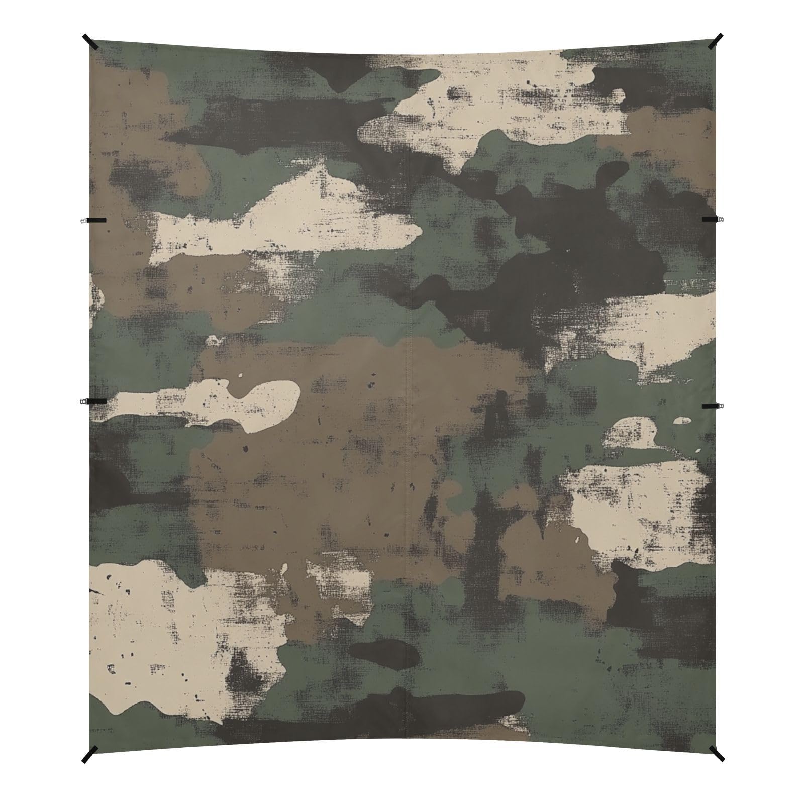 Camouflage with Grunge Beach Cabana Tent UPF50+ Waterproof Portable Sunshade with Sand Shovel for Camping Trips, Fishing, Backyard Fun or Picnics