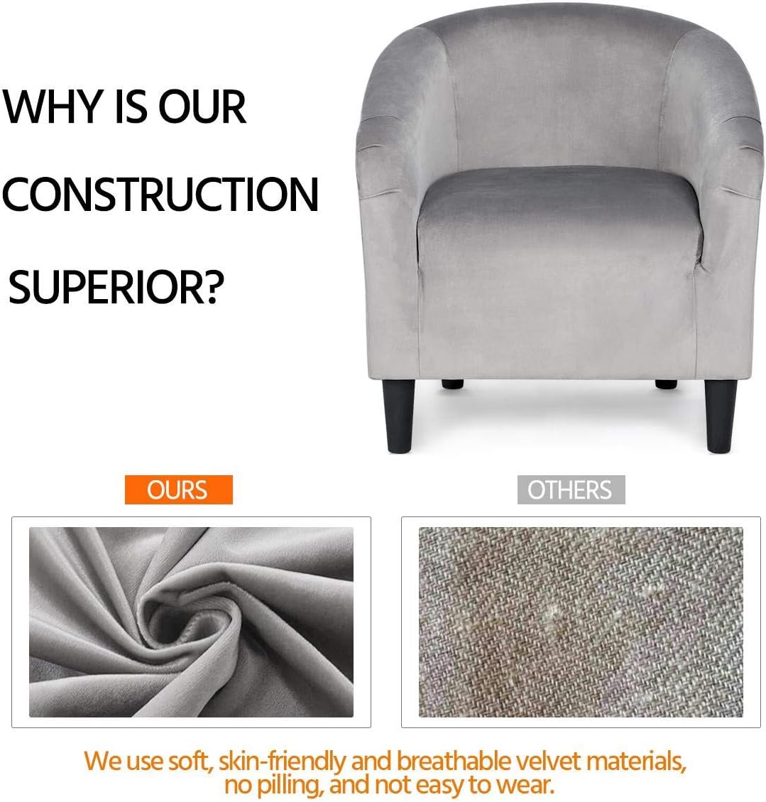 Yaheetech Barrel Chairs, Furry Accent Chairs with Soft Padded Armrest for Living Room Bedroom Waiting Room Office, Set of 2, Gray : Home & Kitchen