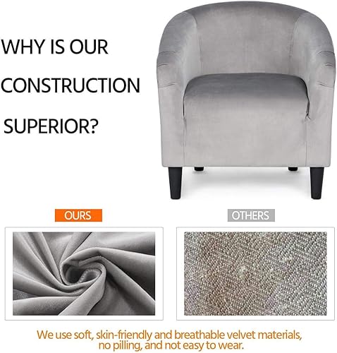 Miniatura 133 de Yaheetech - Silla decorativa con reposapiés, silla de respaldo de mediados de siglo, tapizada, suave, cómodo juego de sillón y reposapiés de tela,