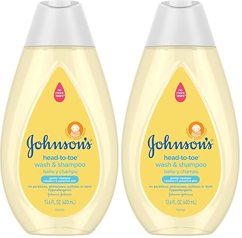 Johnson's Baby Jabón corporal y champú para bebés de cabeza a punta de 13.6 onzas líquidas (paquete de 2)