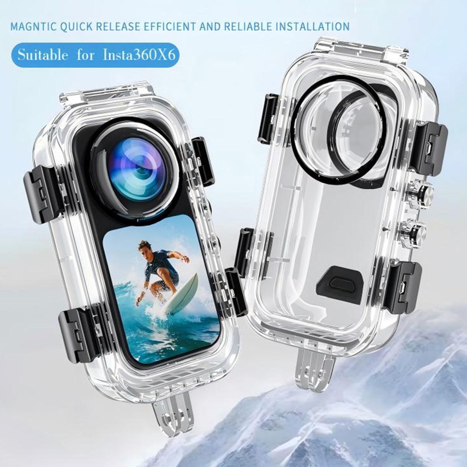 Funda de buceo invisible de 60 m compatible con cámara Insta360 X6 8K 360