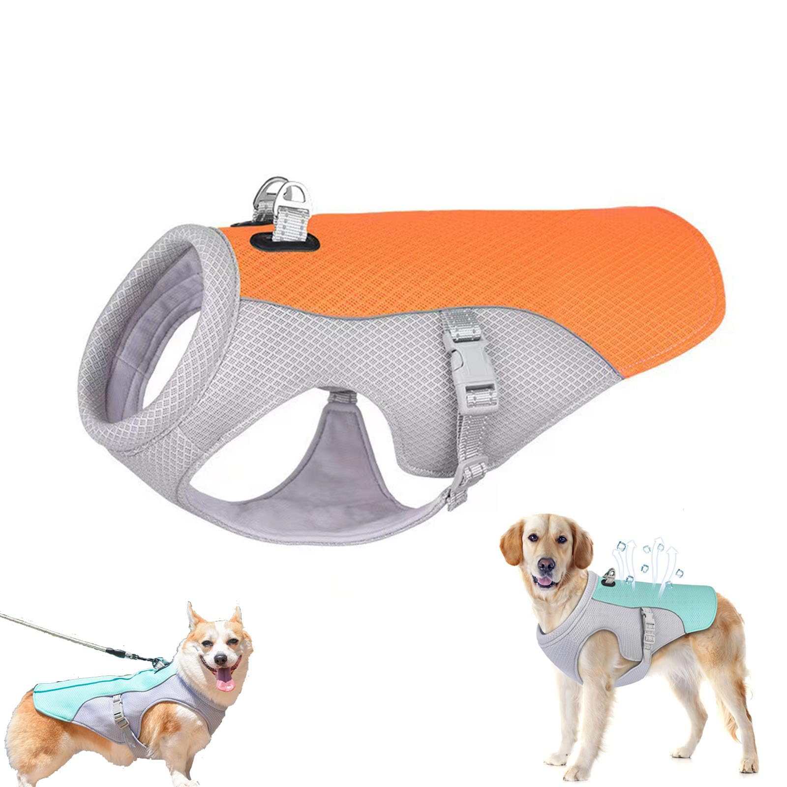 Drupiolaf Cooling Dog Vest, Adjustable Dog Cooling Vest, Evaporative Coolings Jacket for Dogs, Lightweight Breathable Mesh Summer Coat for Walking Hiking Training (Orange,3XL)