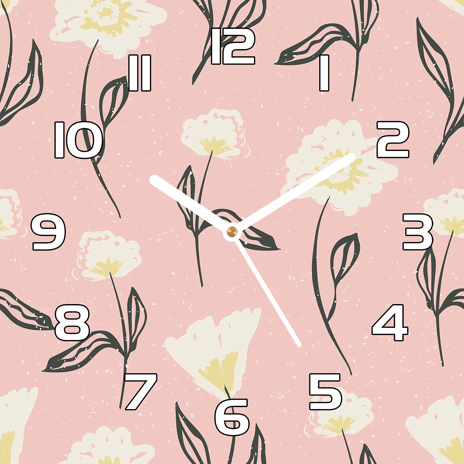 Horloge murale moderne fleurs délicates verre sécurité 30x30