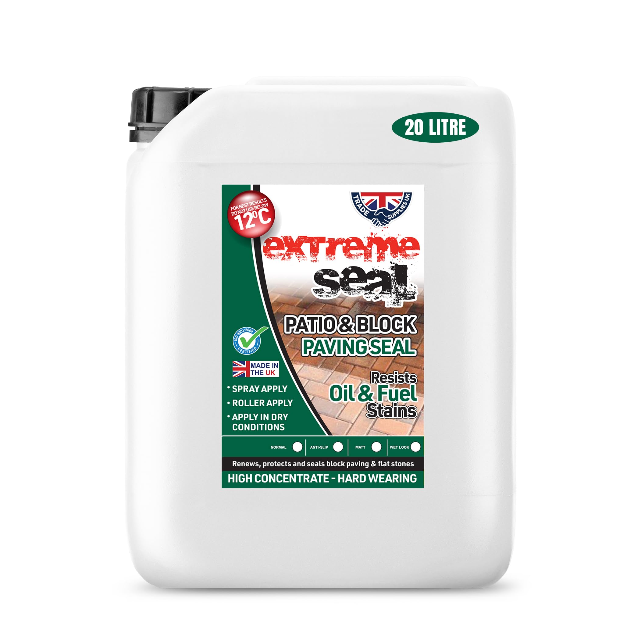 Trade Supplies UK - Extreme Seal Patio & Block Paving Sealer - High Durability High Concenterate - Wet Look - 20 litre
