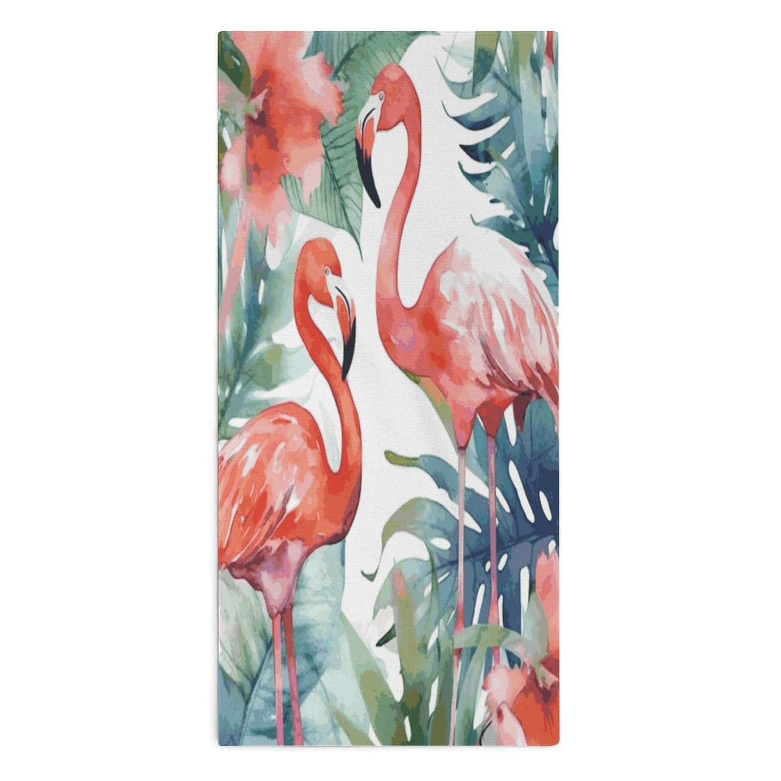Fodpand Style Flamingos Watercolor Tropics Microfiber Towels, Decorative Bath Towel Soft & Lightweight, Hand Towels Multipurpose Use For Bathroom, Pool, Gym, Spa, And Hotel Use