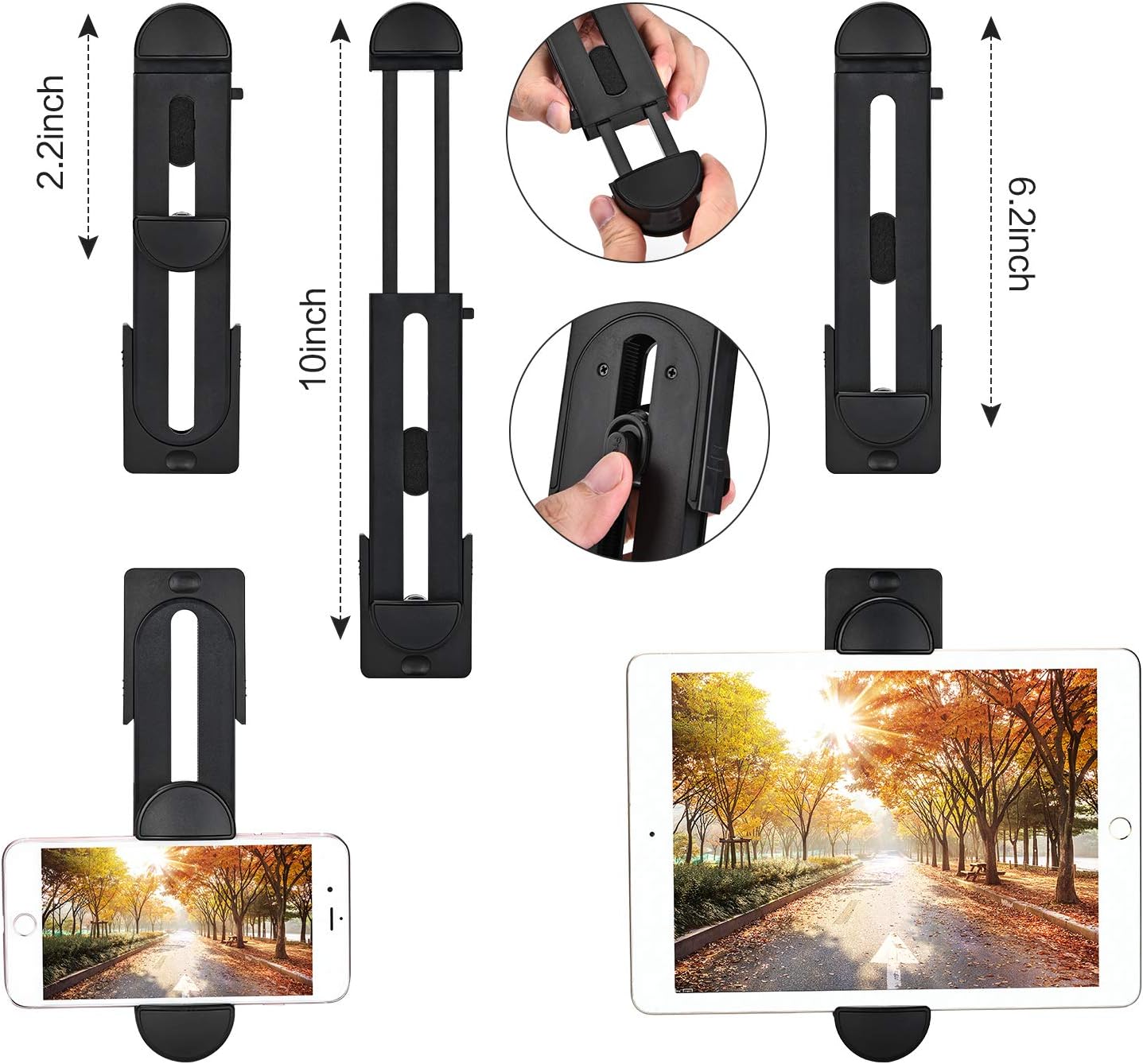 Onе-Dау Sаlе: Uр tо 60% оƒƒ Tripod for iPad 53-Inch Lightweight Aluminum Travel Selfie Tripod with Tablet and Phone Holder for iPhone Mobile Tablet Tripod-Black