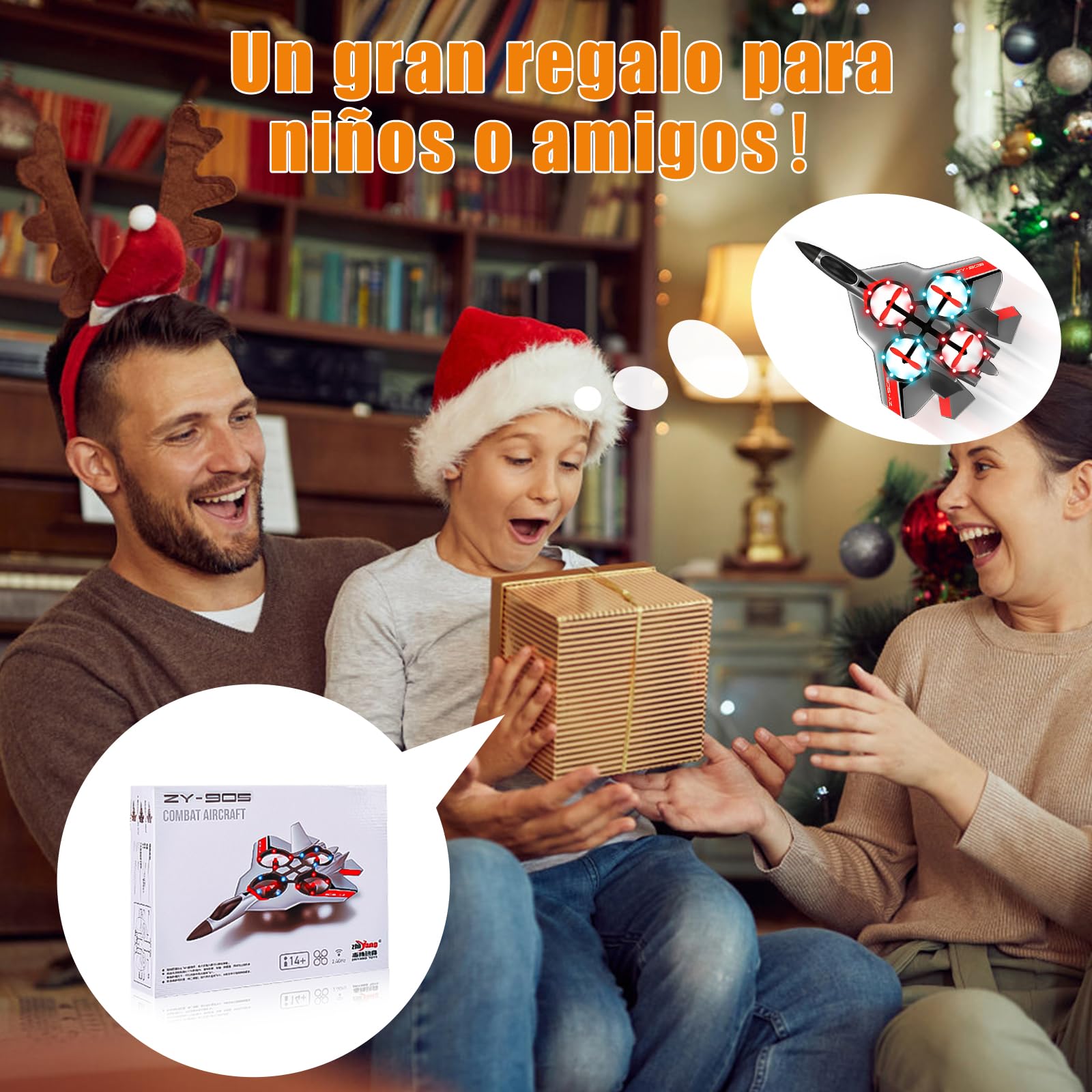 JONRRYIN Avión Teledirigido, 2.4 GHz Aviones de Radiocontrol con Baterías y Estabilizador de Giroscopio de 4 Ejes, Avión RC Juguete con Luz LED para Principiantes Niños Adultos (Gris)
