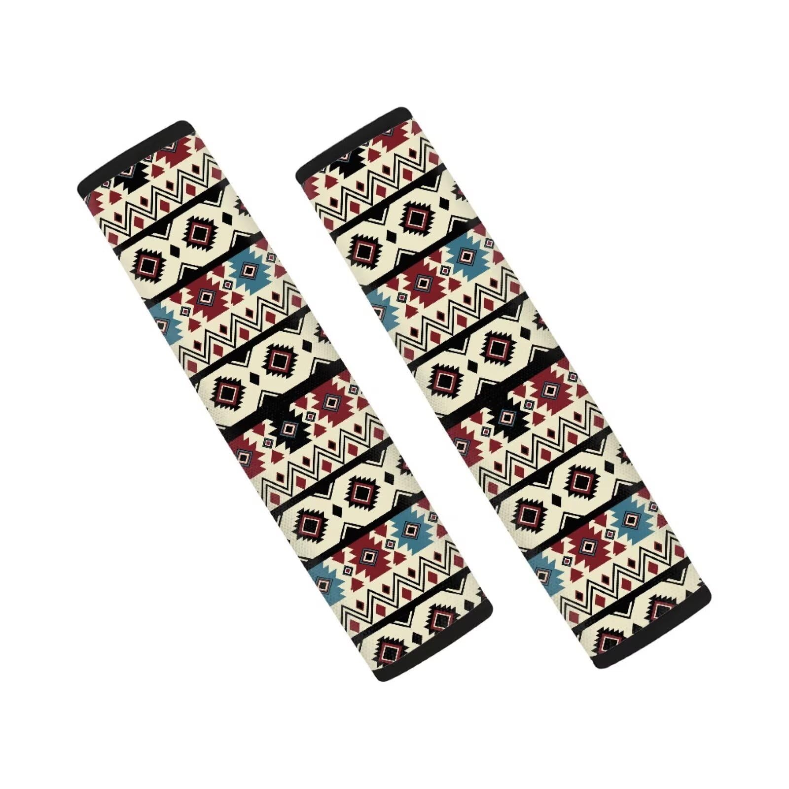 AFPANQZ Tribal Stripes Car Seat Belt Pads Covers Harness Vehicle for Adults Kids 1 Pair/Set Safety Seatbelt Cushion Pads Kit Shoulder Straps Pads for Bags