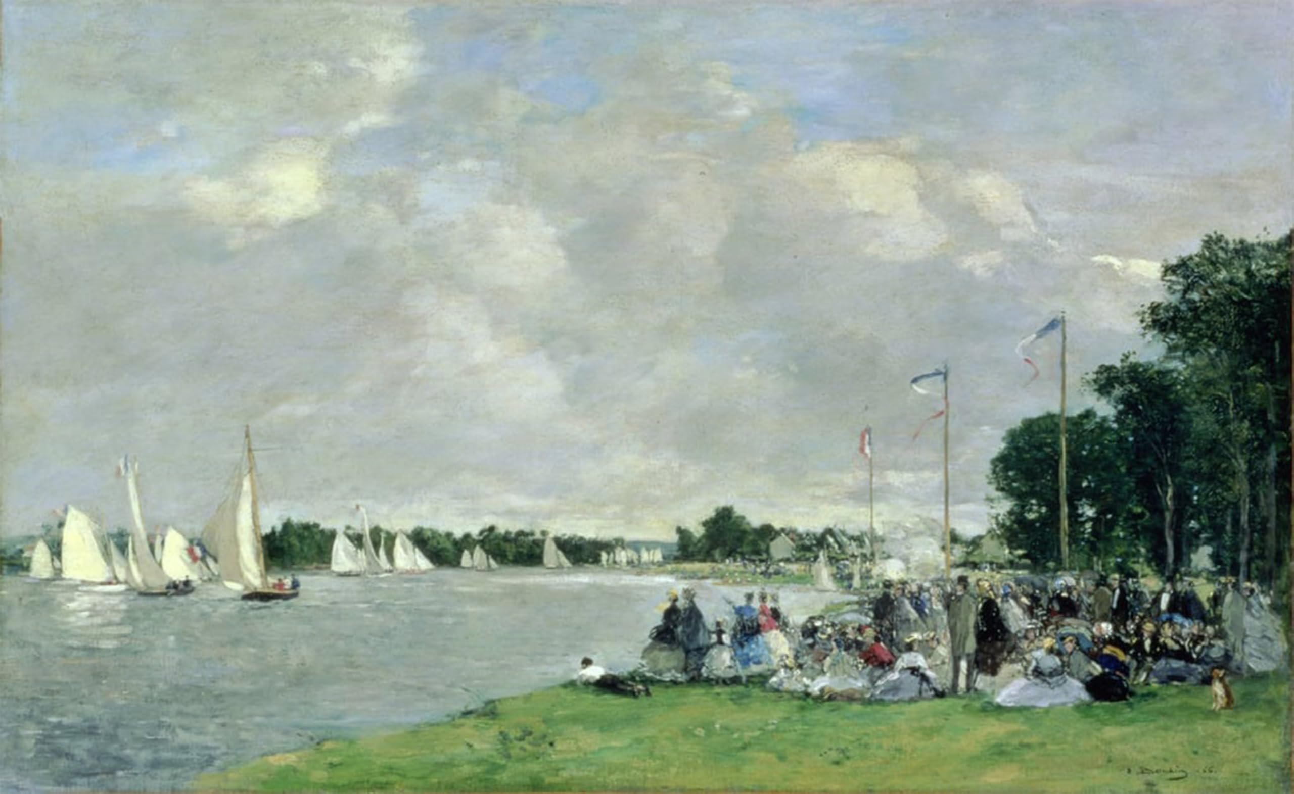 POSTERIIk Vintage Print Pop Art Landscape Artwork Regatta At Argenteuil by Eugene Louis Boudin Art Prints for Office Home Decor 60x90cm