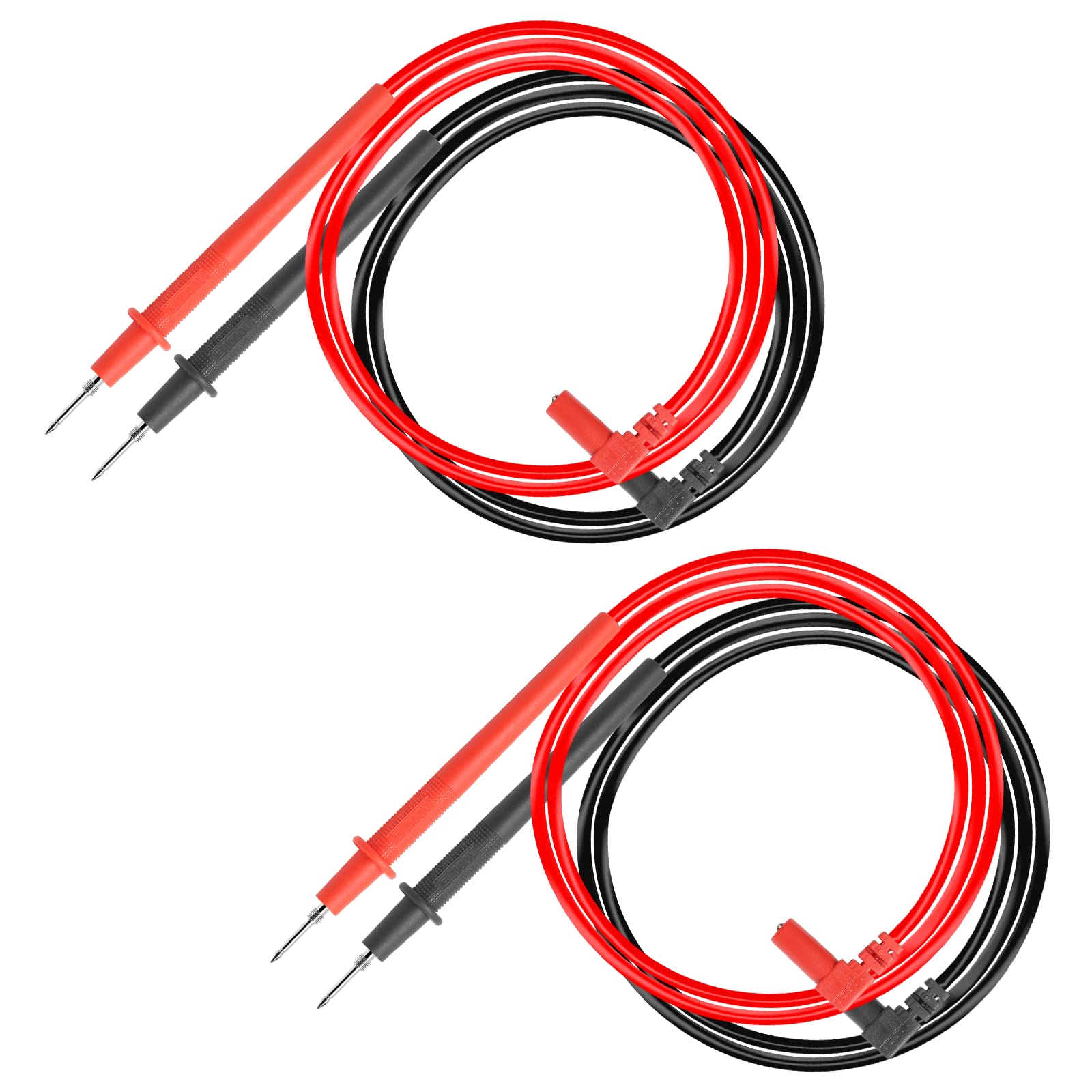 2pcs Multimeter Test Leads, Electrical Meter Test Leads Probe, Right Angle Banana Plug, CAT III 1000V 10A Digital Multimeters Cables (Black, Red)