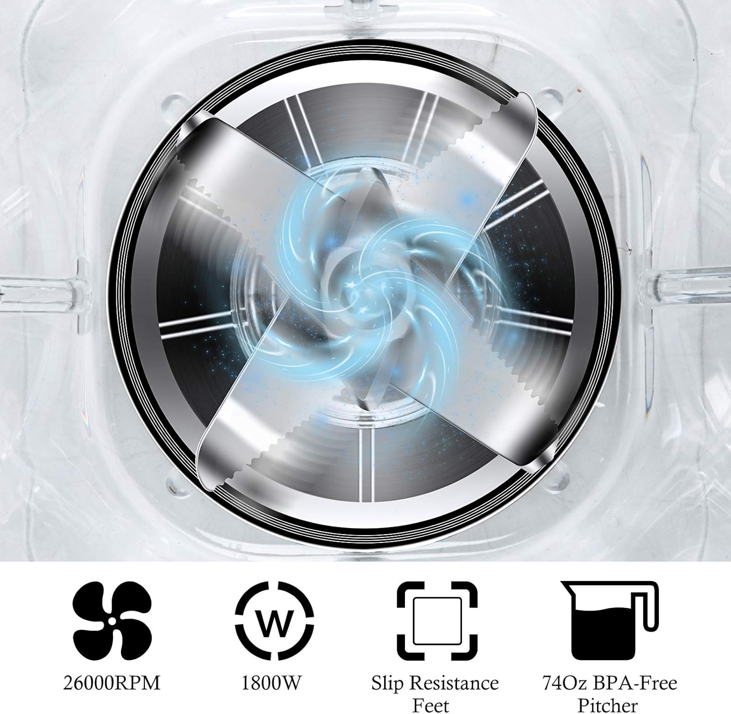 PakOne Professional Countertop Blender, High speed blender with 1800W Base,SUS 316 Stainless-Steel Blades, Smoothies Maker with 74 Oz BPA-Free Big Capacity Jar, DT-710 Dark Grey : Home & Kitchen