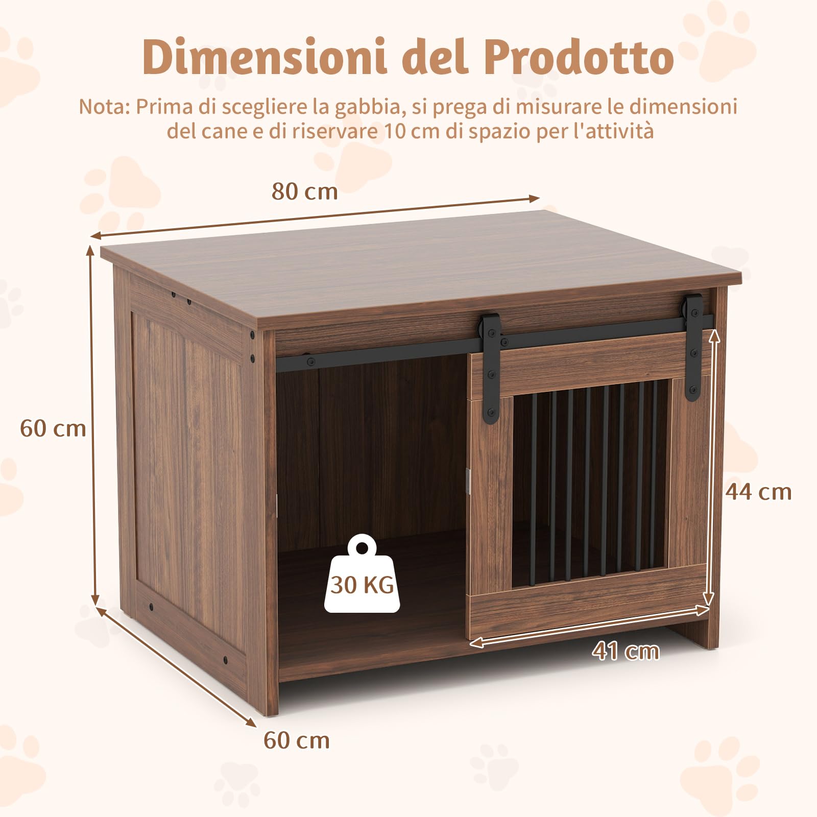 COSTWAY Cuccia per Cani da Esterno ed Interno, Gabbia in Legno con Ampio Piano Superiore, Porta Scorrevole, Tubi in Metallo Resistenti alla Masticazione, Casetta per Cani Piccoli e Medie (Marrone)