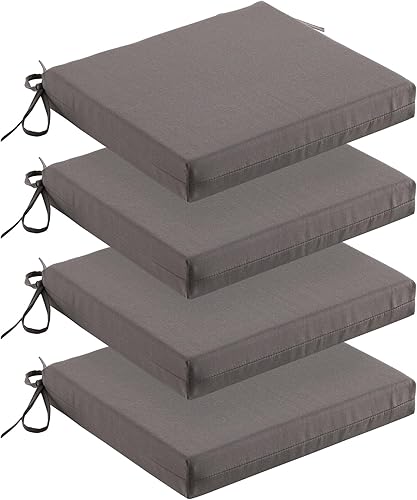 Miniatura 2 de ARTPLAN Juego de 4 cojines para sillas de comedor y exteriores, cojines cuadrados de repuesto con lazos, 18.5 x 16 x 3 pulgadas, gris oscuro