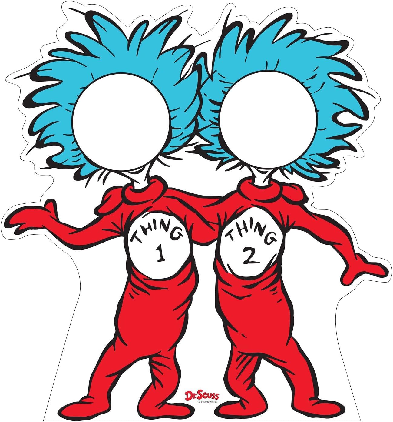 Dr. Seuss The Cat in The Hat Thing 1 and Thing 2 with Face Cutout Cardboard Standee - Life Size Character Party Decoration for Classrooms, Libraries, and Events - Officially Licensed