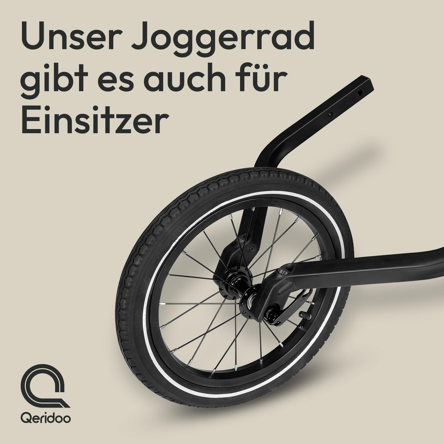 Qeridoo 14" Joggerrad für Zweisitzer 2022 | Zubehör für Fahrradanhänger | Jogger-Umrüstsatz | Laufrad-Set für sportliche Nutzung