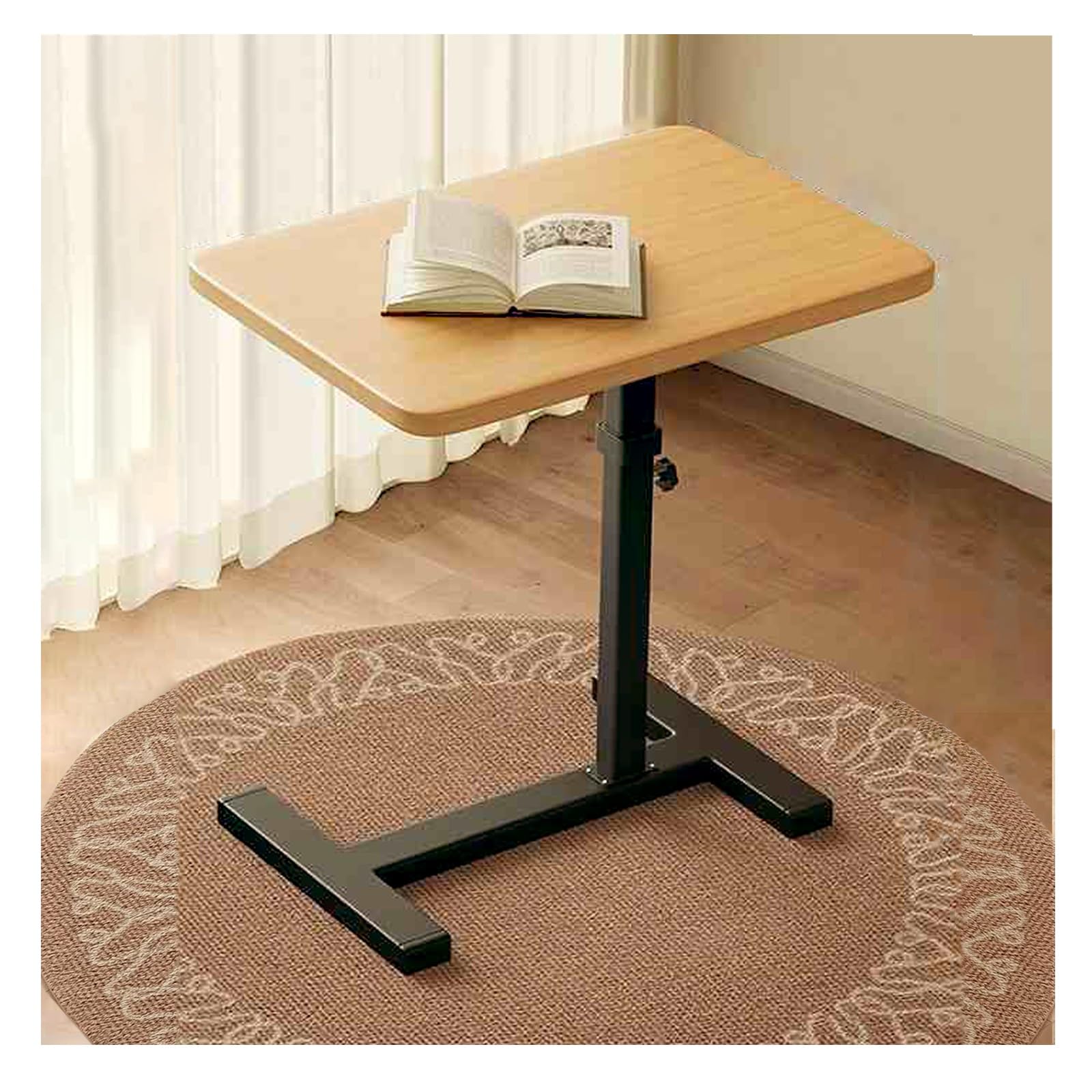 Mesa auxiliar para sofa en C que soluciona la falta de espacio con altura ajustable