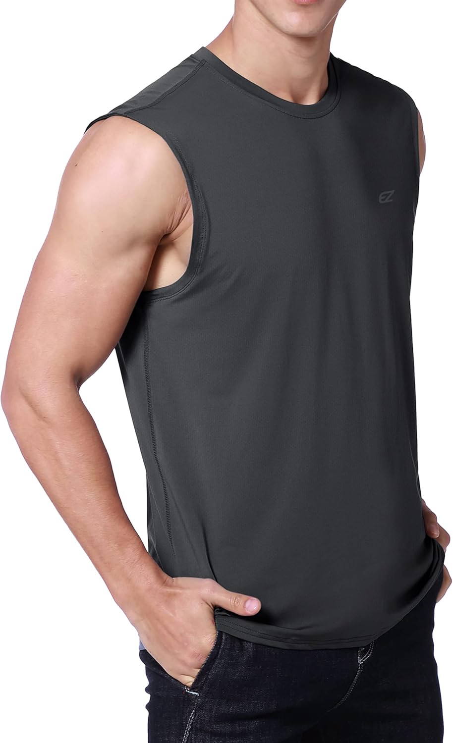 EZRUN Men's Workout Sleeveless Shirts UPF 50+ Summer Beach Swim Shirt Quick Dry Gym Muscle Fitness Running Tank Tops - Image 2