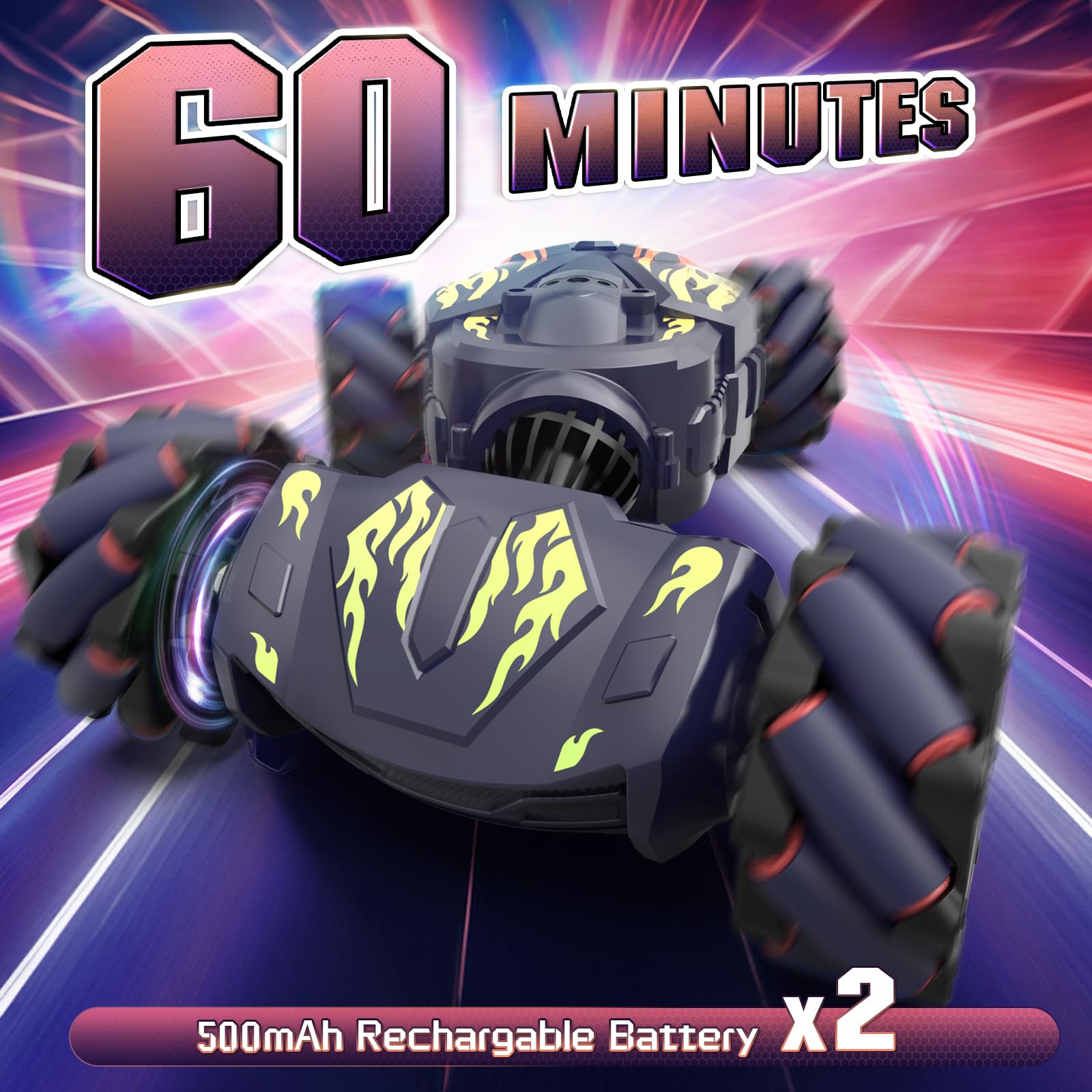 Nitigo Coche Teledirigido para Niños, Coche Acrobático Telecomandado 4x4 con Música Spray y Luces, Coche RC Drift RC Car con la Mano Rotación 360°, Regalo Juguetes Niño Niña 5 6 7 8 9 10 11 Años