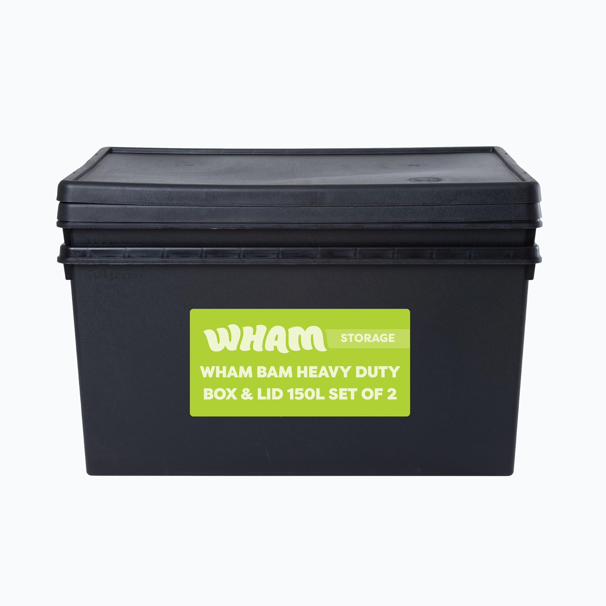 Wham Bam 2 x 150L Heavy Duty Box with Lid | Eco-Friendly Storage | Ideal for Tools, DIY & Outdoor Gear | 100% Recycled Plastic | Made in UK