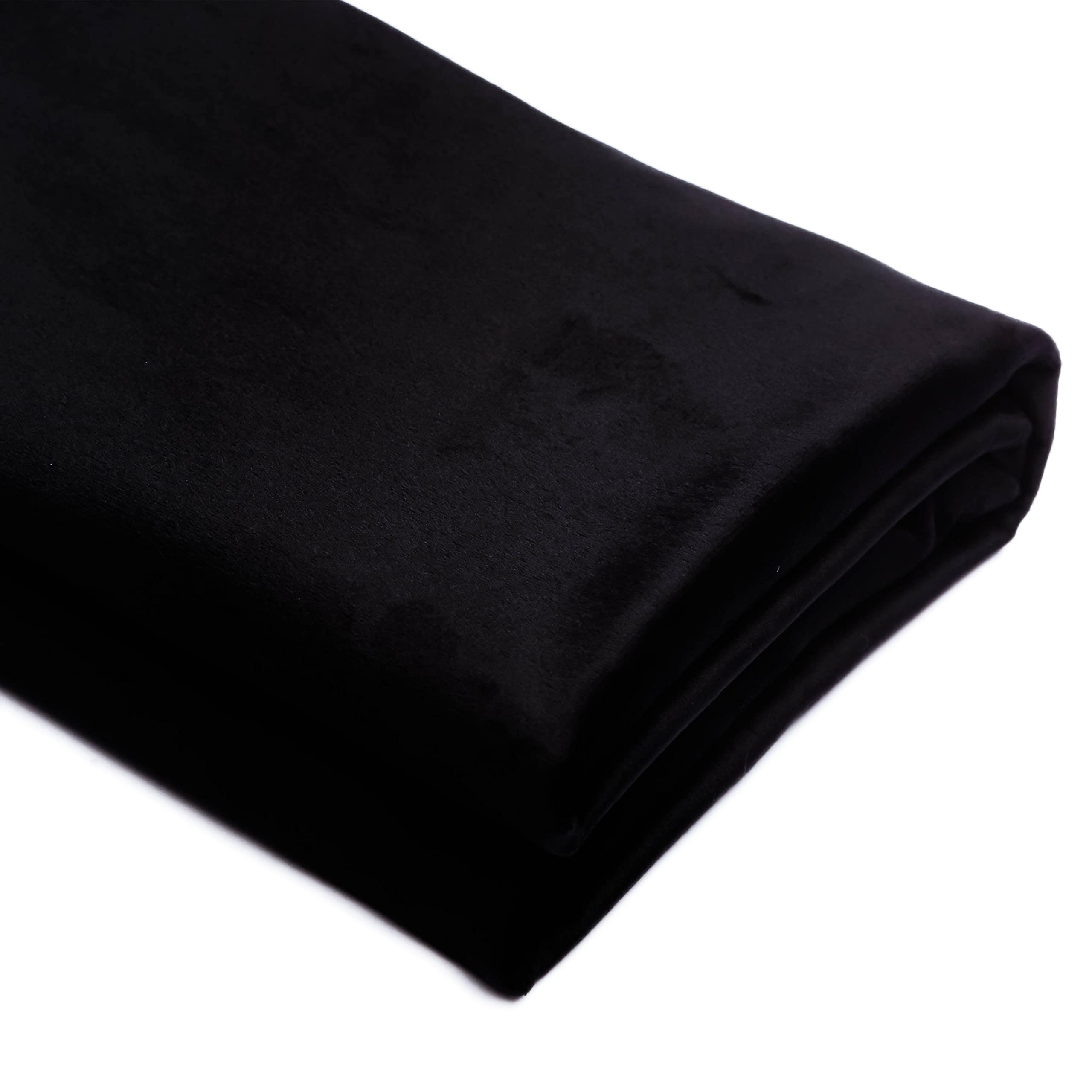 TinaKim Velvet Fabric for Upholstery Couch, Pillow Case Chair Cover Material, DIY Repair (Black, 2 Yards)
