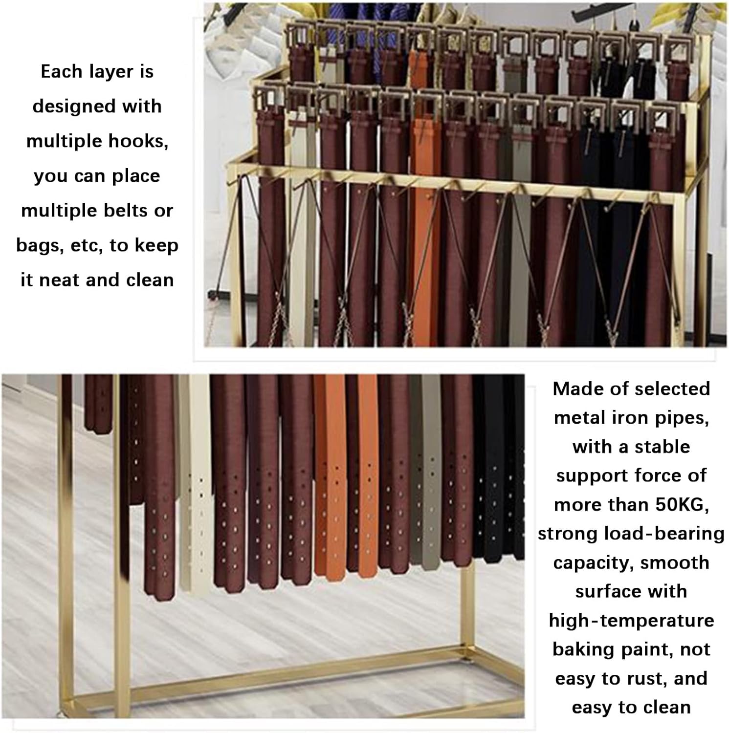 Display Stand Commercial Belts Display Stand, Tie Racks, Pants Hangers, Retail Boutique Store Commercial Shelves, Towel Blanket Handbag Scarf Trousers Storage Hanger, Hanging Hook Organizer ( Color :