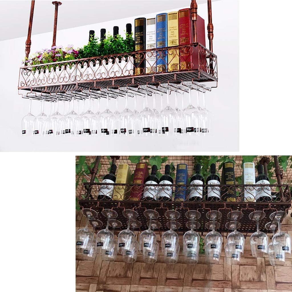 Metal Wine Glass Rack Holder Ceiling Mounted - Decorative Wine Bottle Display Rack for Kitchen and Bistro, Stemware Hanging Upside Down, Wine Cup Organizer Stand - Wine Holder Stan
