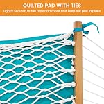 Lazy Daze Hammocks 2 Person Hammock Pad and Pillow Set, Double Polyester Quilted 78" x55" Replacement Pad for Rope Hammock, Turquoise Blue Stripes