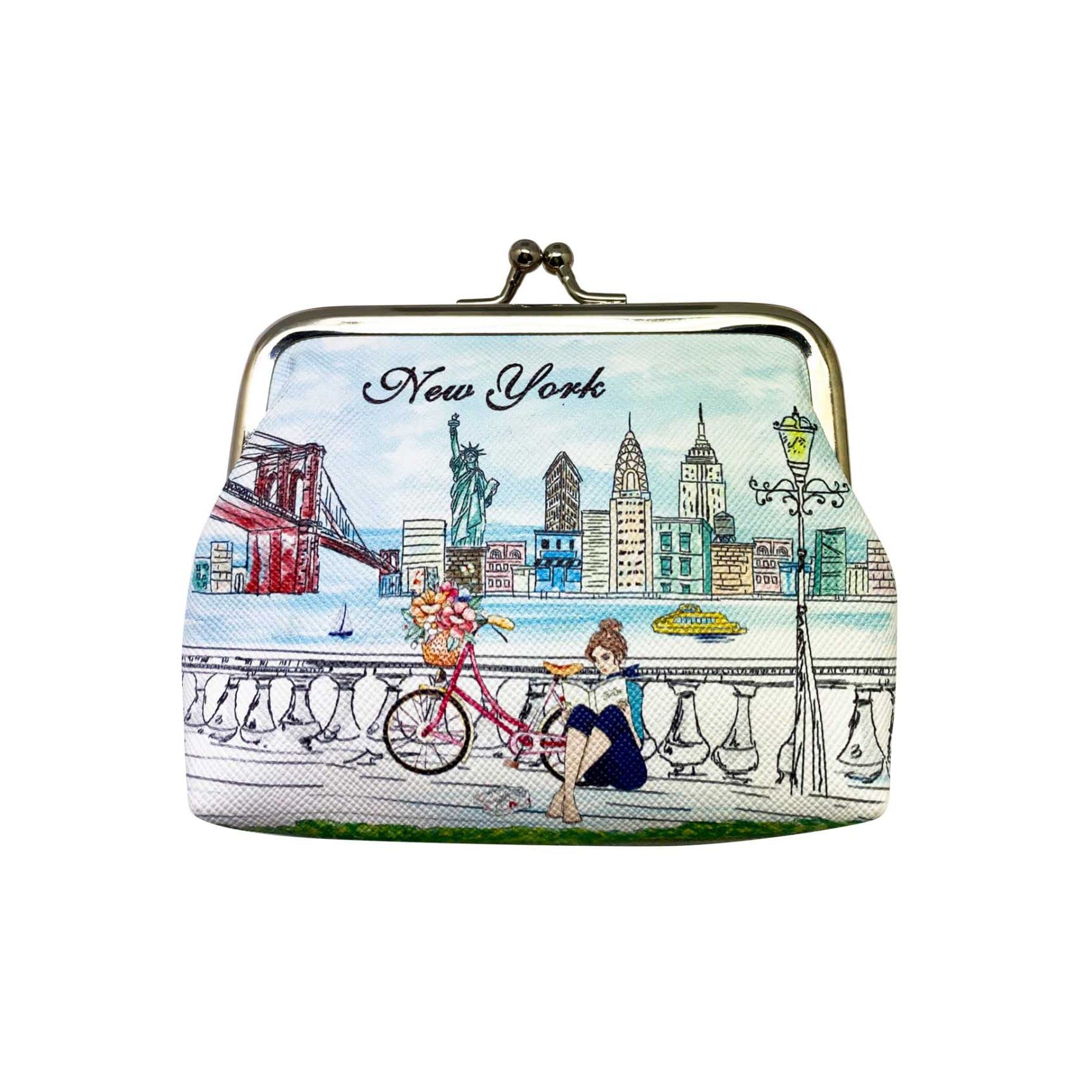 Girls & Women Fashion Cute Classic Elegant New York Lock ChangePouch Coin Purse, JP-330121I,