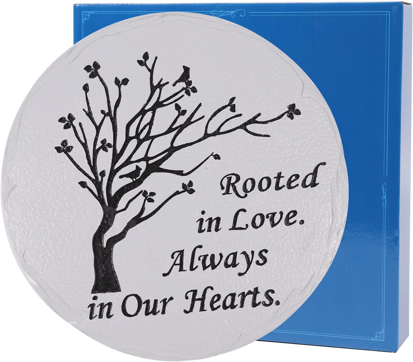10 Inch Polyresin Memorial Garden Stone, Rooted in Love