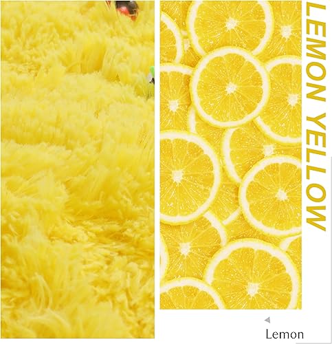 Miniatura 7 de PAGISOFE - Alfombras redondas de 5 pies, alfombras esponjosas amarillas para dormitorio de niñas, alfombra linda para habitación de niñas, alfombra