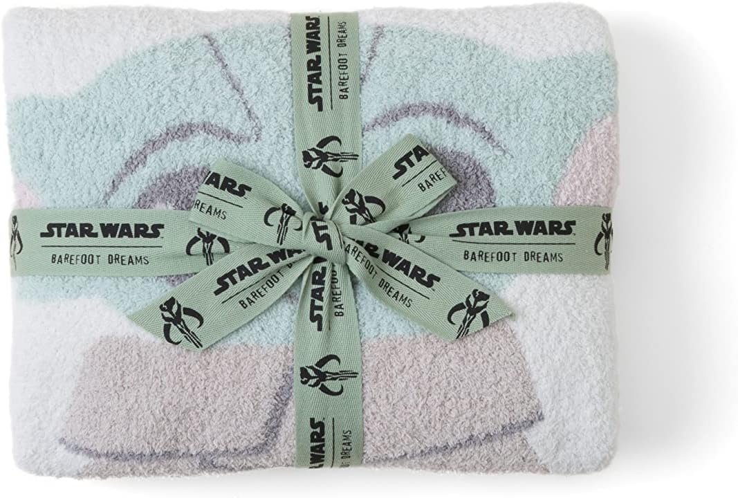 Barefoot Dreams CozyChic Grogu Stroller Blanket, Throw Blanket, Disney Blanket - 30” x 40”, Cream Multi