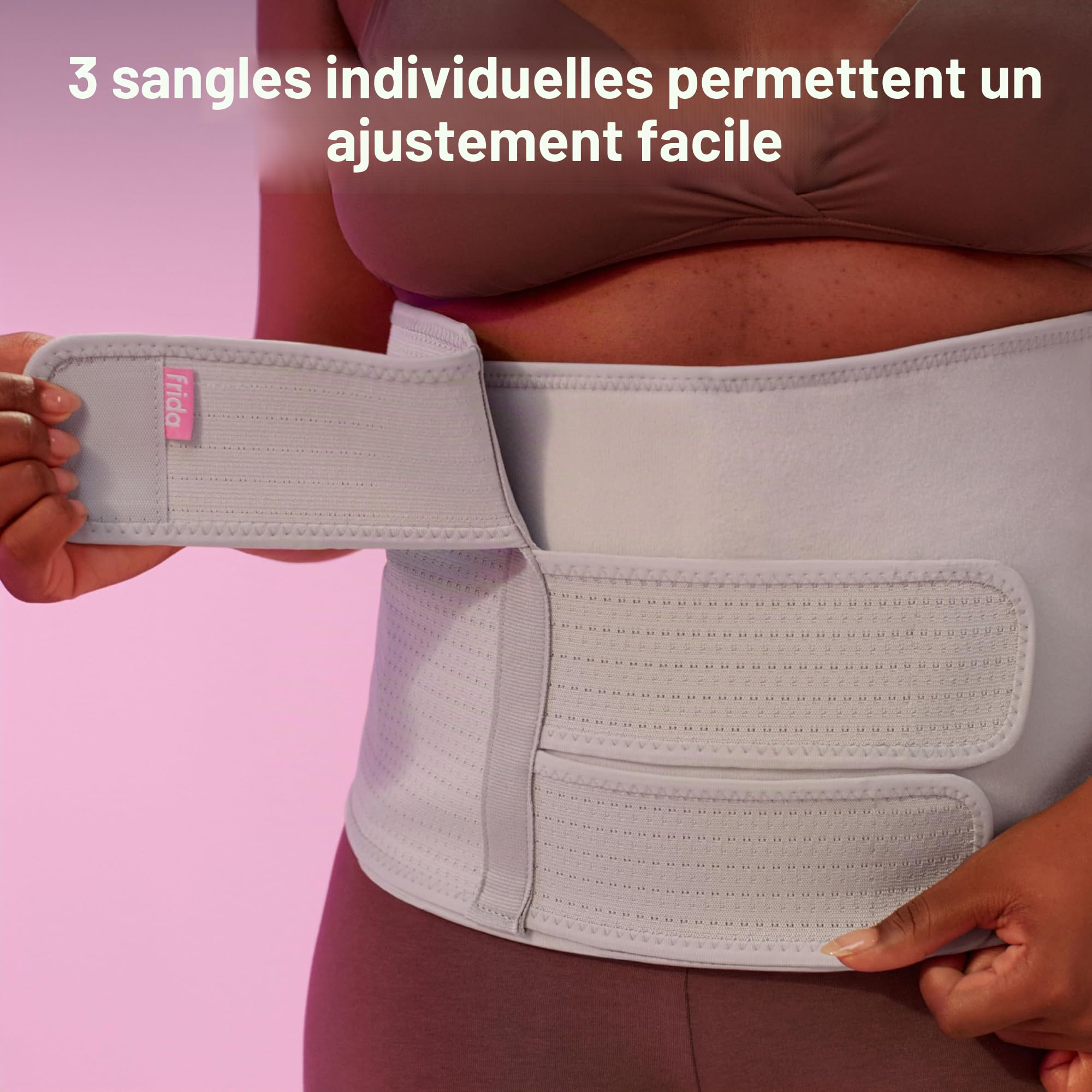 Frida Mom Belly Binder Bandage de compression post-partum, pour accouchement naturel et récupération par césarienne, 23 cm de haut réglable