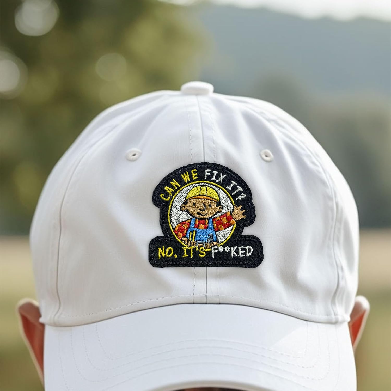 Can We Fix It Funny Builder Iron On Patch 3 Inch Embroidered Work Badge image 4