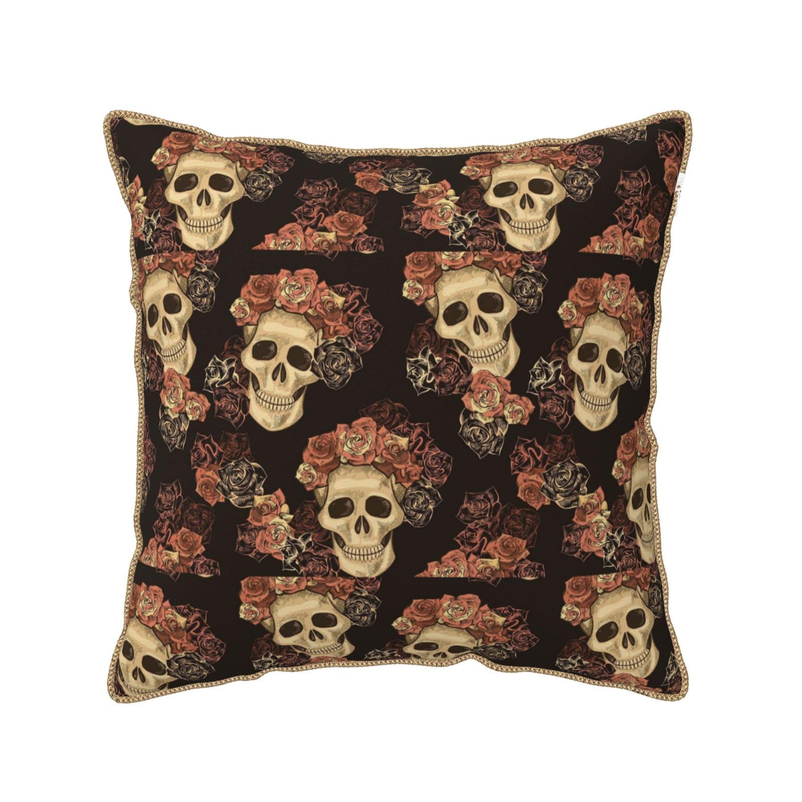 Housse de coussin en velours tête de mort rose confortable