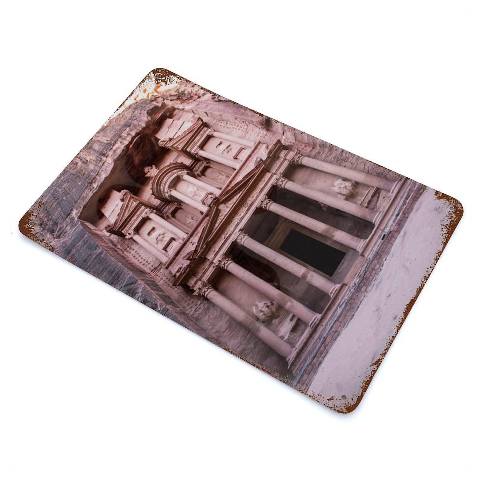 Vintage Rust Metal Sign Petra Jordania 11.8"x7.9", Novelty Wall Decor for Garage, Bar And Workshop Decor