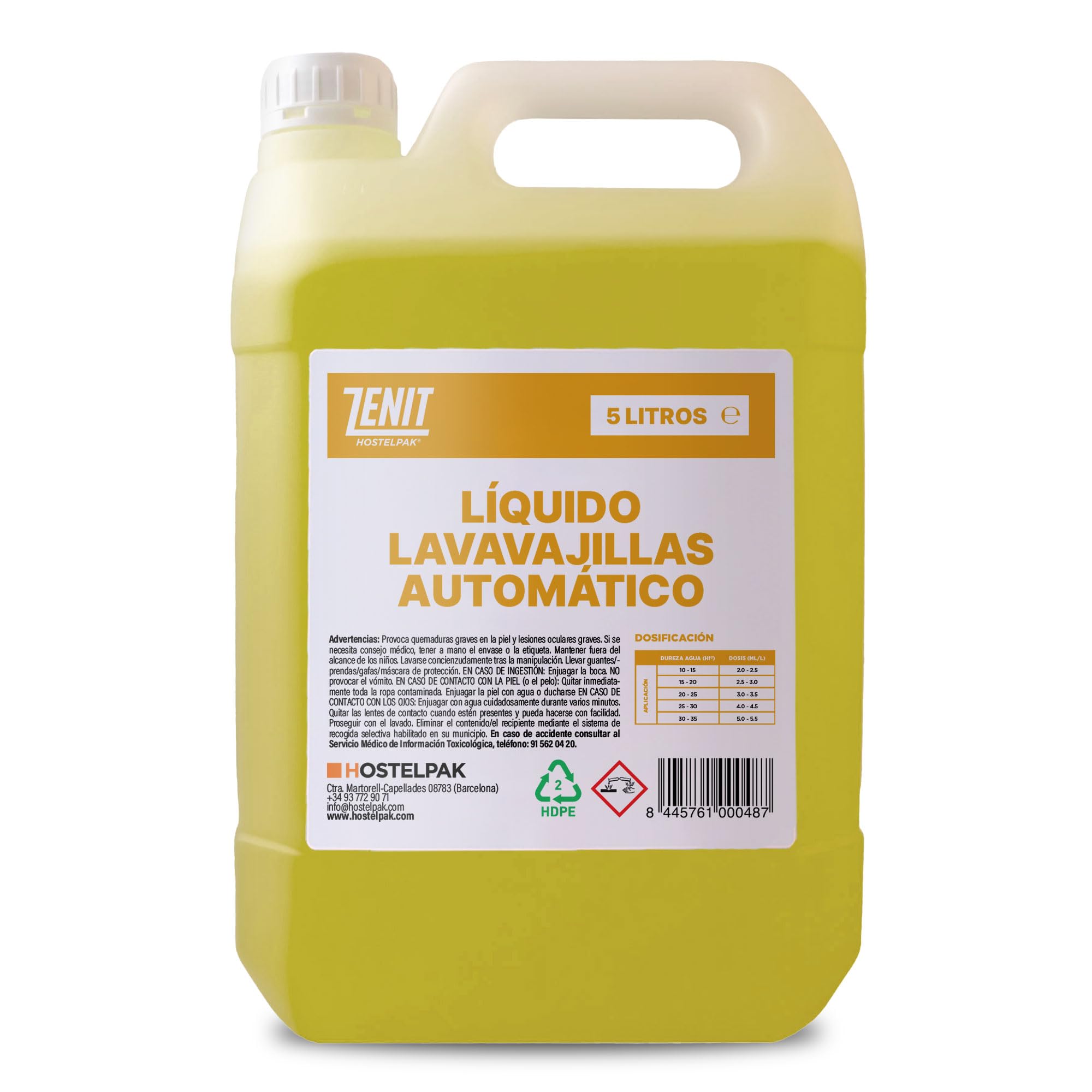 Hostelpak | 4 x 5L - Líquido lavavajillas automático, Limpieza profunda, Eficaz contra todo tipo de suciedad, Detergente líquido maquinas