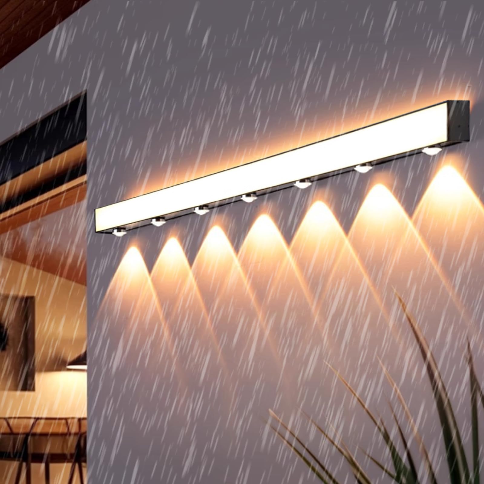 Wandleuchte LED IP65 Etanche Avec Spots, modernes Design, Longue, aus Aluminium, minimalistischer Stil, Rechteck, Schwarz, für Villa, Couloir, Garten, Bad