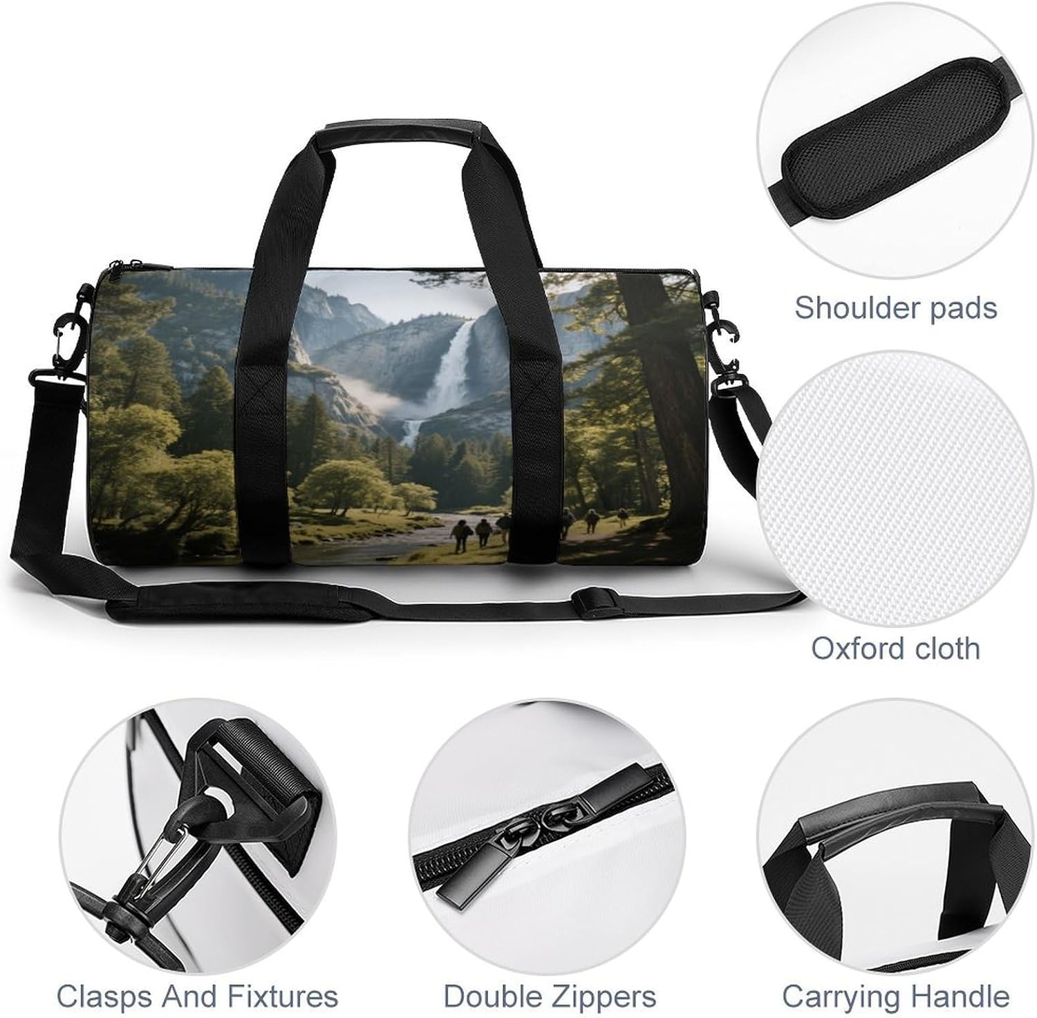 Waterfall And Valley Gym Bag Duffle Bags Weekender Overnight Bag image 5