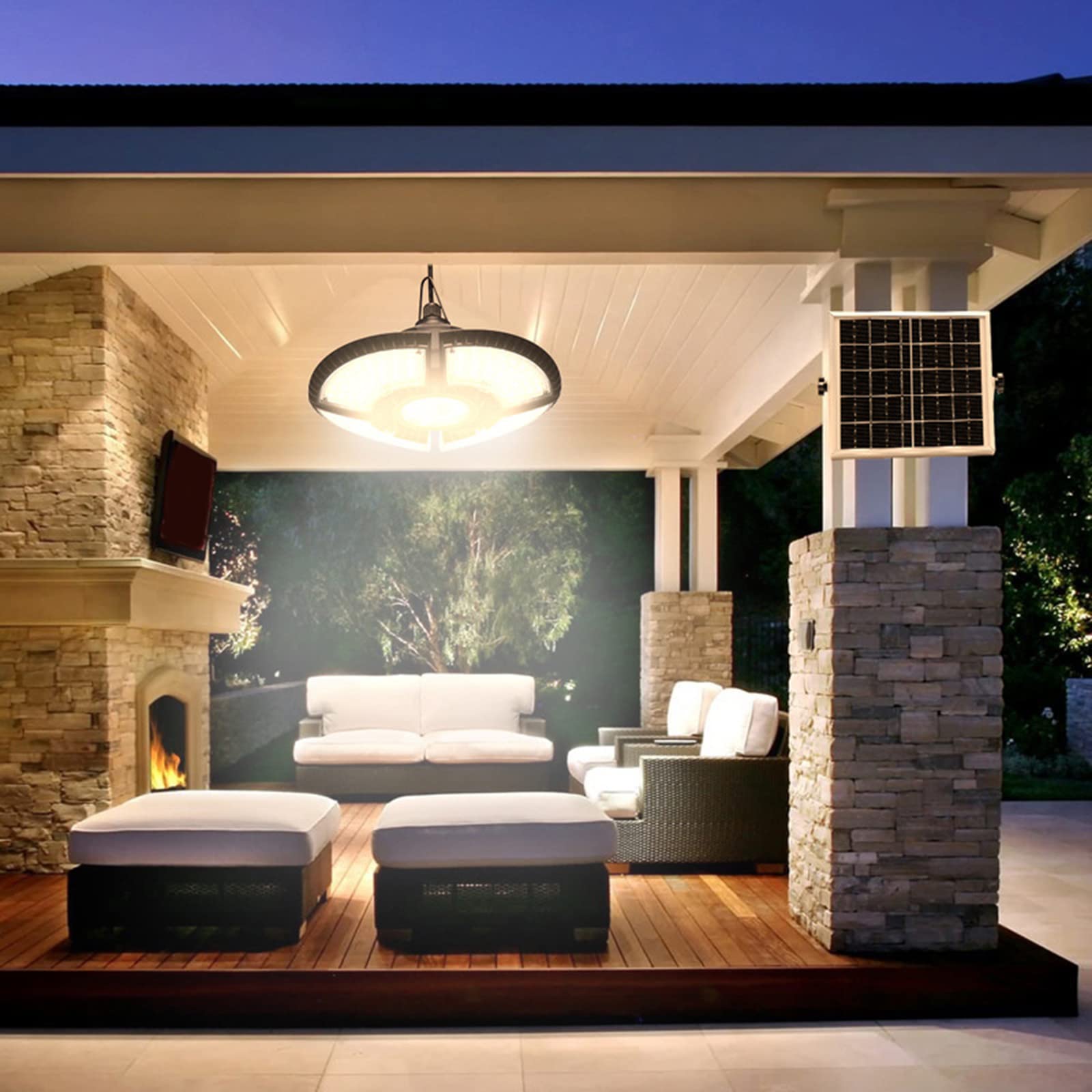 Lampada da capanno solare per interni ed esterni a energia solare Pandent Luci di lavoro diurno Telecomando Lampada di sicurezza per Garage Gazebo