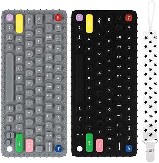 Fu Store 2 Pack Silicone Teething Toys for Infant Toddlers, Keyboard Shape Teethers for Babies Chew Toys Relief Soothe Babies Gums Set BPA Free/Freezable/Dishwasher and Refrigerator Safe