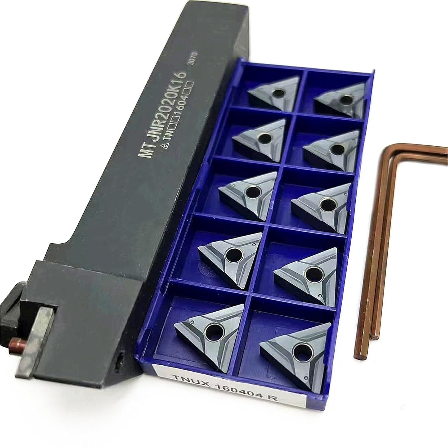 1pcs MTJNR2020K16 MTJNR2525M16 Indexable Carbide Lathe Turning Tool Holder with 10pcs TNUX160404R/TNMG160404 Carbide Inserts External Turning Tool(MTJNR2020K16,TNUX160404R LT10)