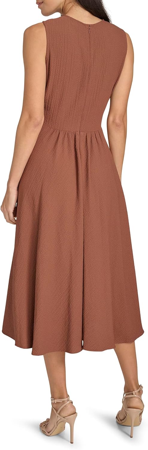 Calvin Klein Womens Sleeveless Ruffle Front Fit & Flare Midi Dress - Image 4