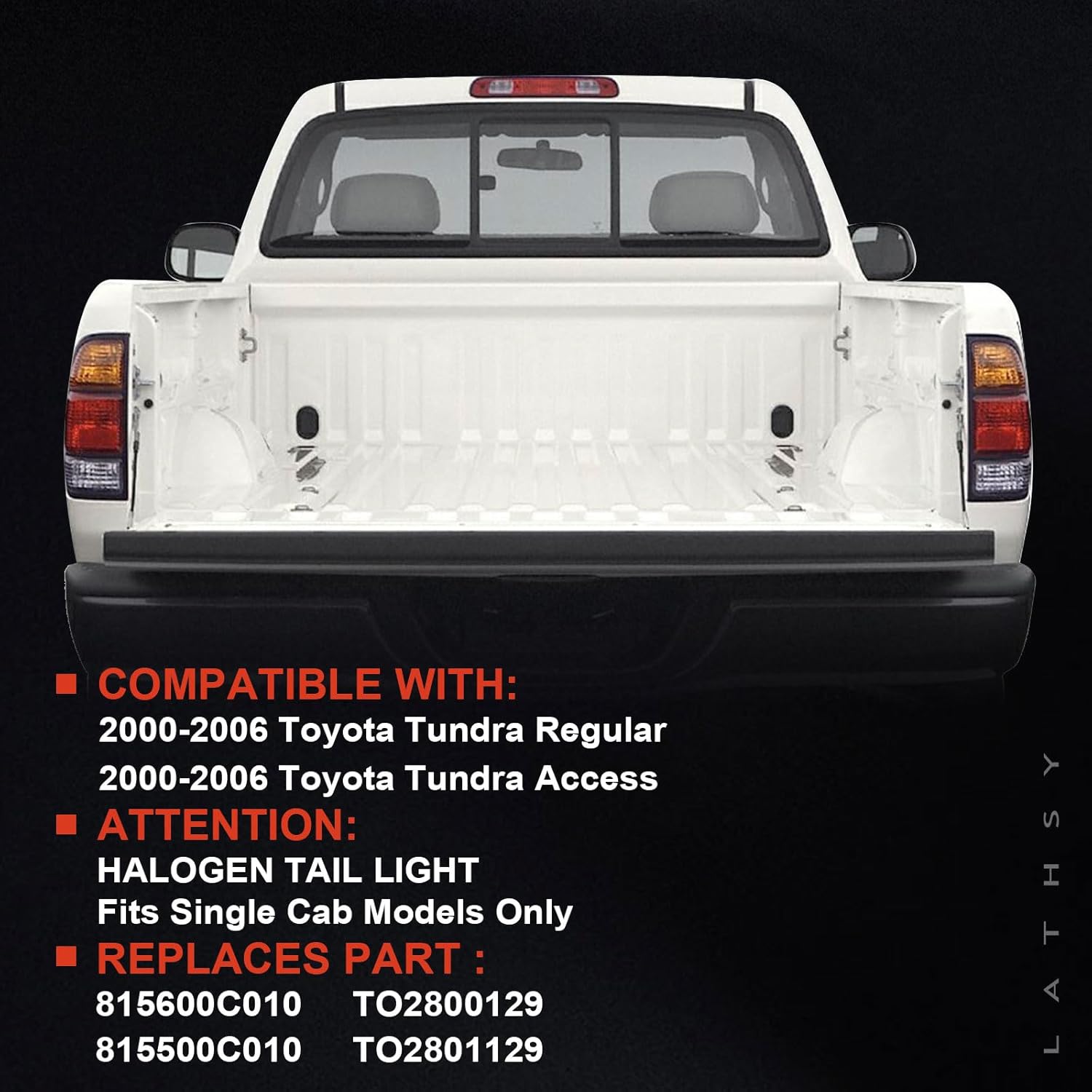 Tail Light Assembly Compatible With 2000 2001 2002 2003 2004 2005 2006 Toyota Tundra Driver and Passsenger Side Taillights Replace 81550-0C010 81560-0C010(Only Fit Regular and Access Cab)