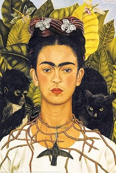 Frida Kahlo Self-Portrait with Thorn Necklace and Hummingbird Poster Poster 24x36