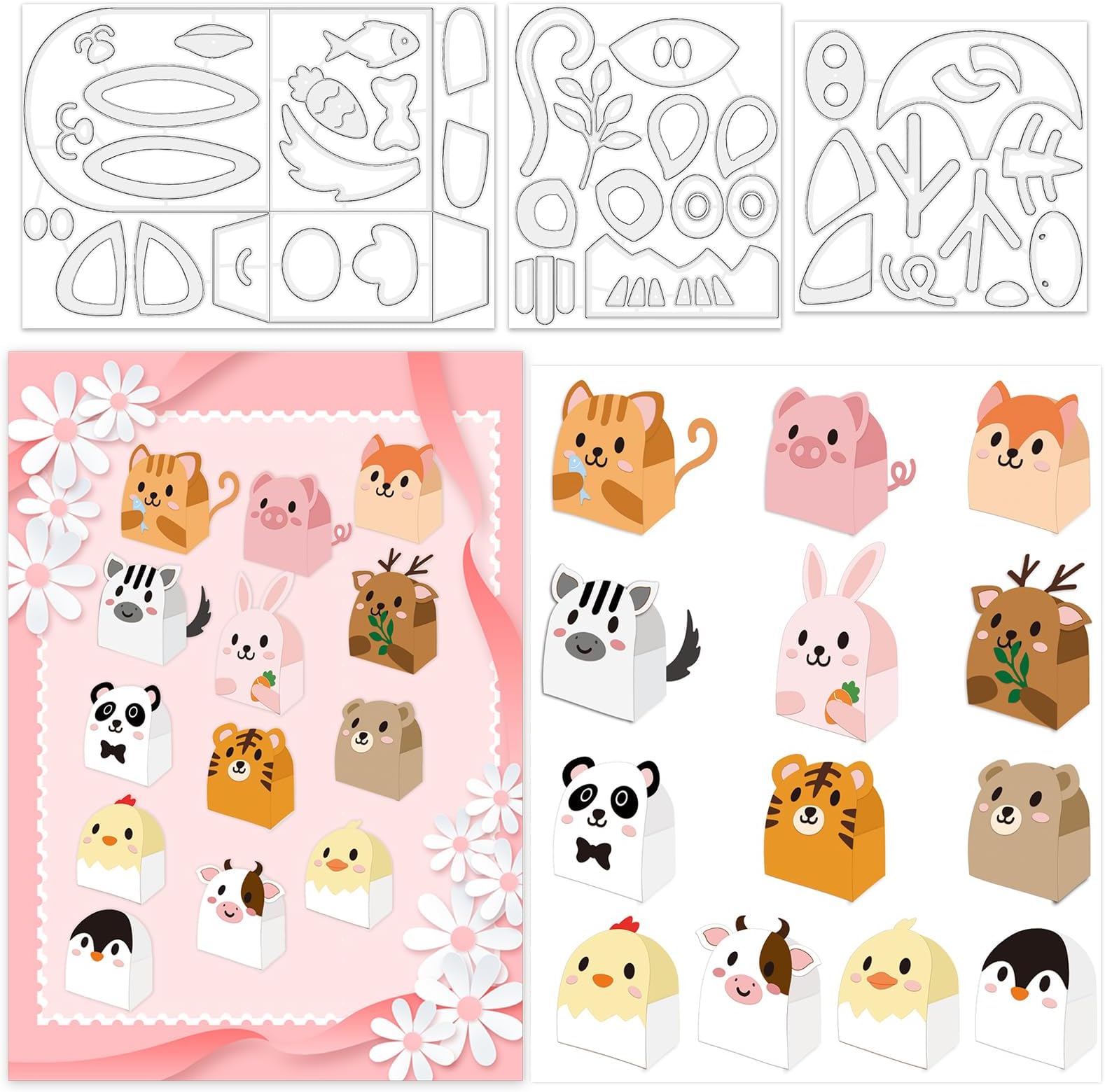 INFUNLY 3D Deer Cutting Dies Animal Candy Box Metal Die Cuts Halloween Candy Box Dies Christmas Deer Die Cuts for DIY Craft Paper Card Craft Cutting Die Kit for Card Making and Photo Album Decorations