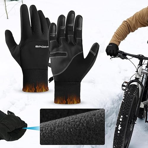 Miniatura 3 de Guantes de ciclismo para hombre, para clima frío, resistentes al viento, guantes de invierno para hombres, impermeables, para pantalla táctil,