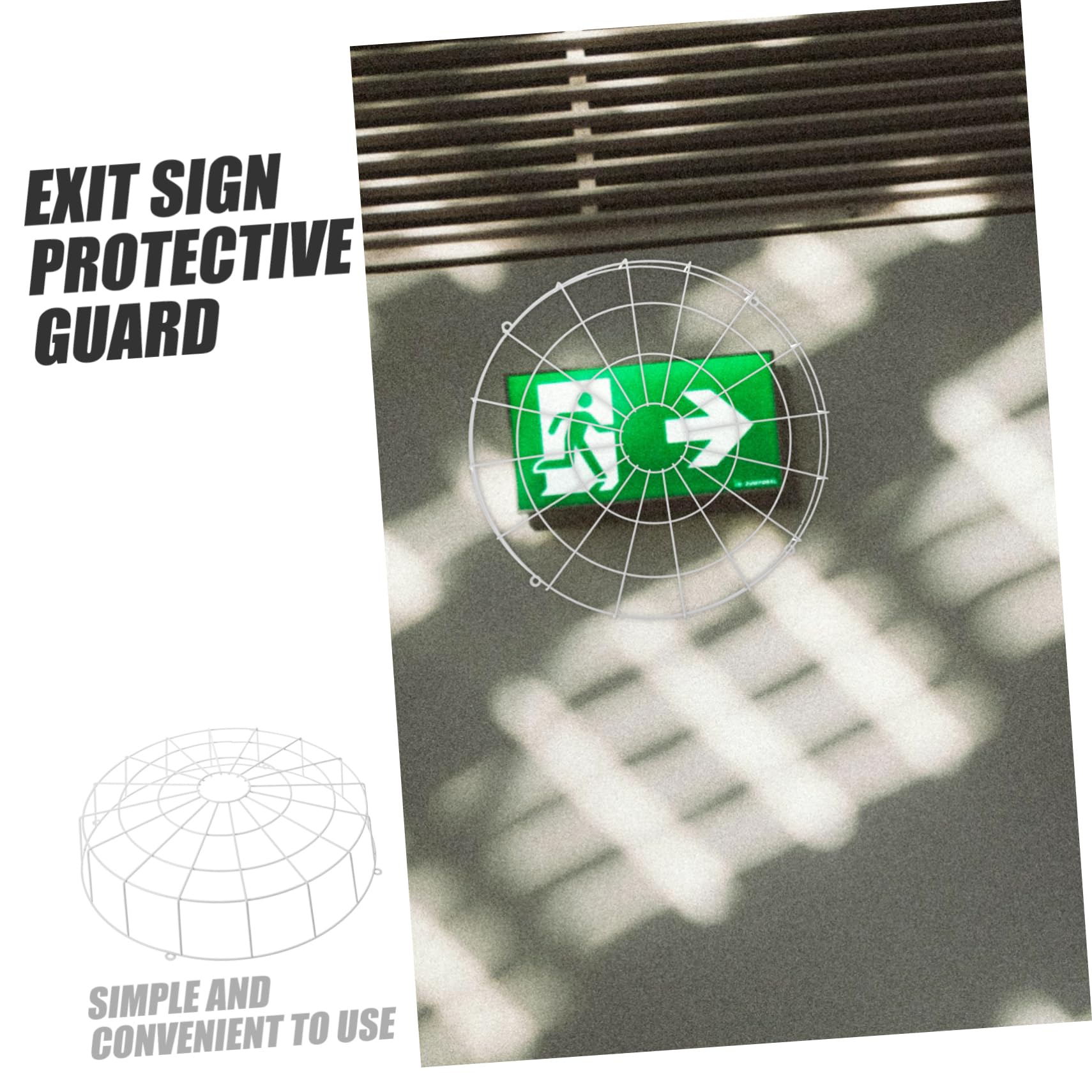 Didiseaon Protector Metálico De Luz De Emergencia Con Rejilla Para Señalización Protector De Malla De Alambre Montaje Mural Para Seguridad Espacios Públicos Fácil Instalación y Diseño Modern