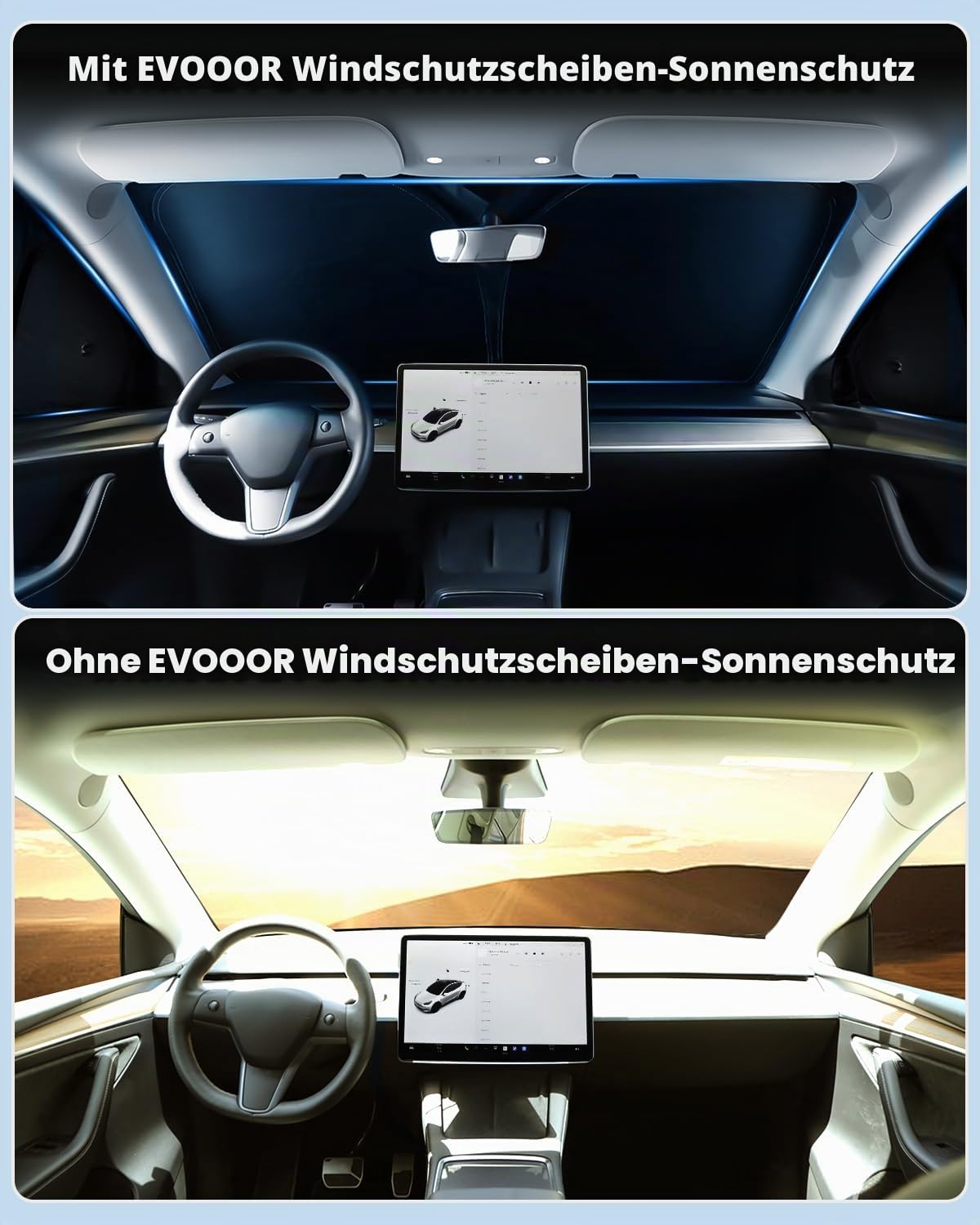 8-teiliger Windschutzscheiben-Sonnenschutz für Tesla Model Y(2020-2024), Front- & Heckscheiben-Privatsphäre-Abdeckung, Sonnenblende, Thermisch isoliertes Model Y-Zubehör